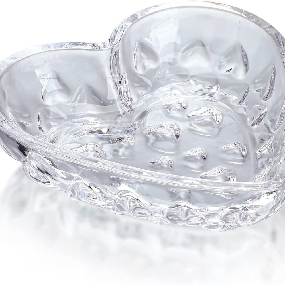 5.1'' Crystal Jewelry Tray for Women, Heart Shaped Jewelry Plate Ring Dish, Clea